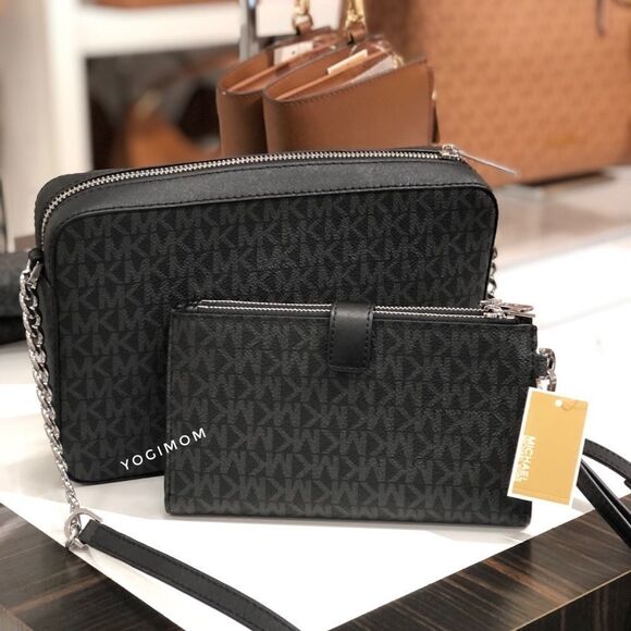 BUNDLE MICHAEL KORS EAST WEST XBODY MESSENGER CELL WALLET WEISTLET HANDBAG - Picture 3 of 16